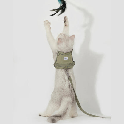 Conjunto de Arnês Estilo Colete para Gato com Bolso para Localizador