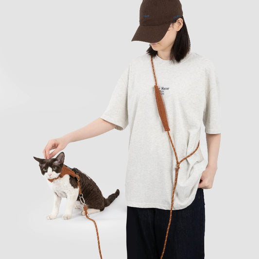Corduroy Cat Harness & Hands-Free Leash Set